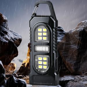 Chống thấm nước Đèn pin móc khóa COB Độ sáng cao Di động Đèn móc khóa mini Nhỏ gọn Có thể sạc lại qua cổng USB. Đèn cảnh báo Chạy bộ vào ban đêm.
