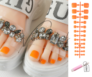 Kuku Kaki fake nail Polos 24pcs Strip Toenail dan lem cair