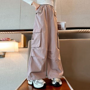 New Cargo Pants For Kids 5-16Yrs Wide Leg Fashion Korean Style 4 Pockets Design Loose Casual Outfit Christmas OOTD High Quality Trendy Fashion Pants