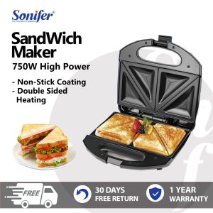 Sonifer Breakfast Presser Sandwich Maker Toaster Non-Stick Opens 90° 4 slice Triangle For Home