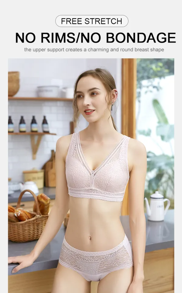 Sexy Lace Bra Ladies Underwear Bra Comfortable Thin Cotton Breathable Bra  Set