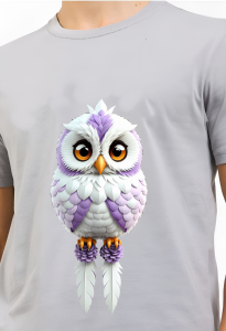 Kaos Pria Premium 3 Dimensi Tshirt 0blong Animasi Owl Purple White Katun 24s 100% H0100 By Hans & co