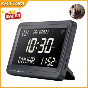 Jam Azan Wall Clock Muslim Prayer Desk Alarm Clock 8 Athan Sounds Multi-languages Calendars LCD Screen 祈祷钟