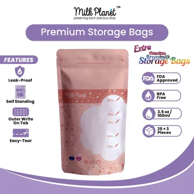 Milk Planet Extra 28pcs Premium Breastmilk Storage Bag Double Zip Lock Bpa-free