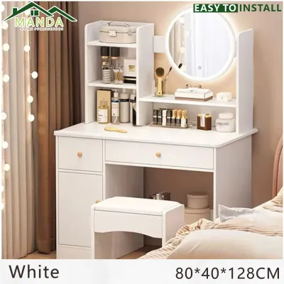 MANDA Vanity Table Wood Vanity Table Bedroom Dresser Cabinet Vanity Mirror With Table Set Bedroom Home