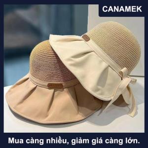 【CANAMEK】 Phụ Nữ Xô Hat Mùa Hè UV Bảo Vệ Lớn Rộng vành Bãi Biển Mặt Trời Mũ Du Lịch Ngoài Trời Cung Panama Mũ Đuôi Ngựa Mũ