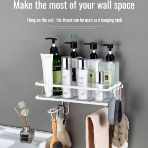 การติดตั้งแบบไม่มีรู ที่เก็บของในห้องน้ำแบบแขวนและแบบยืน ชั้นวางของในห้องน้ำอเนกประสงค์