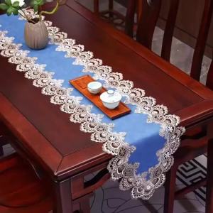 [PfiSo]Lace Table Runner American Waterproof Oil-Proof Dining Table TV Cabinet Long Tablecloth