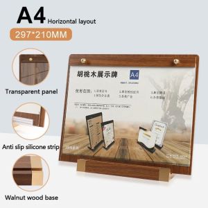 Stand Menu Kayu Standing Menu Display Wood Sign Holder A4 Menu Kayu Wood Base Tempat Menu Berdiri Stand Kalender