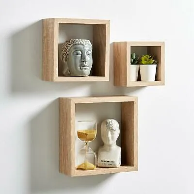 EZYD Home Living Deco 3 in 1 Square Cube Wall Shelf / Decoration Floating Rackfor Office Café Showroom Home