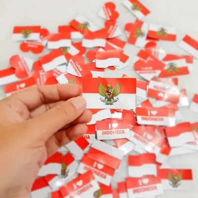 (Isi 32) Stiker / Sticker Pipi Bendera Merah Putih Dirgahayu 17 Agustus HUT Kemeredekaan RI