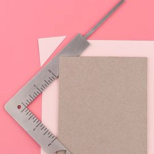 PLLEWY Stainless Steel Book Cover Guide DIY Multi-Function Gauge Ruler Durable 5-in-1 Book Cover Positioning Ruler