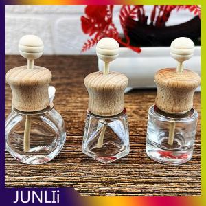 JUNLIi น้ำหอมคลิปน้ำหอมปรับอากาศสำหรับรถยนต์ขวดแก้วเปล่าสำหรับตกแต่งขวดแก้วอโรมาเทอราพี