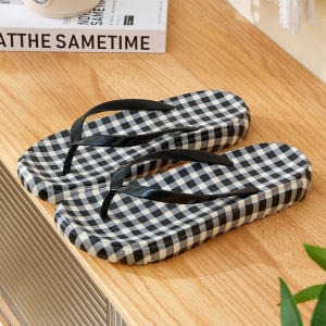 Free Shipping New Summer Collection: WomenS Thick-Soled Open-Toe Sandals With A Polka Dot And Plaid Pattern Designed For Outdoor Wear And Beach Use Featuring A Non-Slip Sole