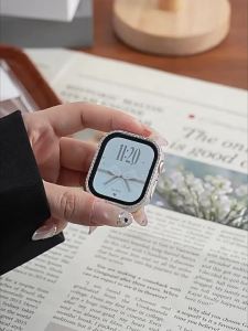 Tương thích với Apple Watch Apple11 Vỏ Bảo Vệ PC Kính cường lực tích hợp mạ điện hai kim cương iwach10 Vỏ đồng hồ đính kim cương