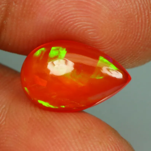 3.11 CT Fervent ! พลอยโอปอลไฟสีส้มธรรมชาติ 100% รูปทรงลูกแพร์จากเอธิโอเปีย สำหรับแหวนและจี้