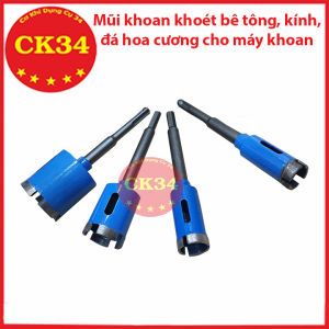 Mũi khoan khoét kínhđá hoa cươngtường bê tông nhiều kích cỡ (chân gài dùng cho khoan bê tông chân lục dùng cho khoan pin)