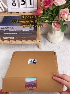 FFBH 12 Piece Glow in Dark Halloween LED Finger Projector Light Clear Patterns Festive LED Light-Up Finger Lights 9Y3K6