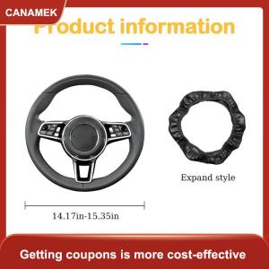 【CANAMEK】 PU sợi carbon da xe chỉ đạo bánh xe bao gồm mà không cần Vòng bên trong thích hợp cho 14.5-15 inch 37-38cm của nguồn cung cấp ô tô