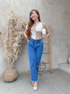 TRIVELA - BOYFRIEND LINE BUTTON JEANS WANITA 27-34 / BOYFRIEND JUMBO / BOYFRIEND MELLA MEDIUM