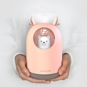 🧸😴Pelembap Udara Aromaterapi Beruang Mini Mudah Dibawa Boleh Larut Minyak Pati dengan Lampu Malam | 300ml Portable Mini Bear Aromateraphy Air Humidifier Essential Oil Diffuser with Night Lamp🌙🧸🤍💖