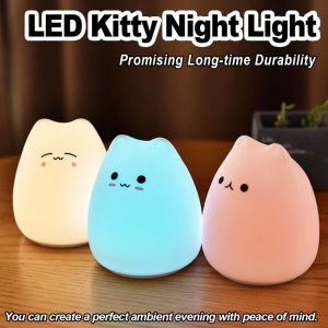 UMBRAULI LED Colorful Cat Silicone Light Animal Cat Night Lamp Indoor Sensor Lamp Baby Nursery Lamp Pat LED Colorful Night Light Child Holiday Gift