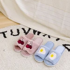 (SG Seller) Women Cartoon Slippers Cute Fruits Embroidery Plush Versatile Home Slippers Plush Slippers Indoor House TX23