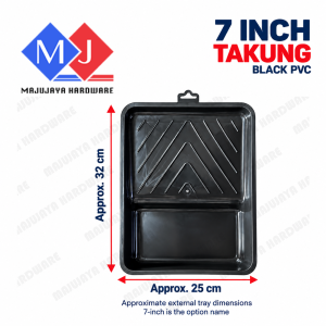7 Inch Black PVC Paint Tray Takung Cat Bekas Cat with Ribbed Roller Ramp for Wall Painting Home DIY Painting Tools