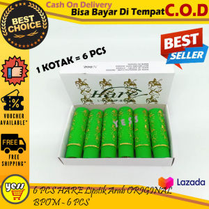[ 1 KOTAK ] 6 PCS HARE Lipstik Arab ORIGINAL BPOM - 6 PCS  Lipstik Hare Hijau Hasil Pink Bisa Bayar Ditempat [ COD ] / YESS