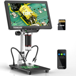 [🌷Fast delivery🌷]【🔥High performance🔥】TOMLOV DM202 10.1 Inch HDMI LCD Digital Microscope10" Stand Included16MP Coin Microscope with Screen for AdultsMicro Soldering MicroscopeTV/Windows/Mac Compatible32GB Card Included