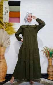 Zulaika Gamis Ruby Rubiah Crinkle Kerah Daun Model Terbaru 2022 - Busui Friendly Dengan Bahan Berkualitas Premium