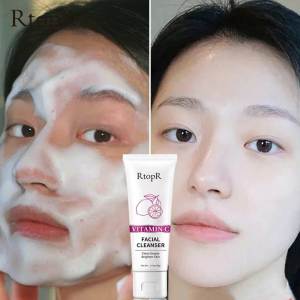 RtopR Vitamin C Facial Cleanser Whitening Face Wash Dark Spot Moisturizier Collagen Oil Control Skin Care Face Cream Foam