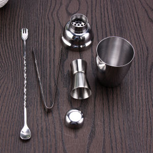 [Vodool Home Mall] 4pcs Cocktail Shaker Barware Tools Lightweight Stainless Steel Profissional Cocktail Shaker Set Portable with Jigger for Bartender Supplies