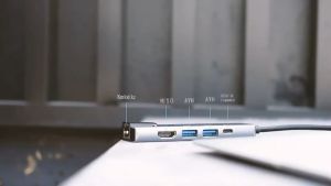 5-in-1 Type-C Multiport Hub Adapter with 4K HDMI 100M LAN RJ45 USB 3.0 for Laptop & MacBook