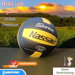 Bola Voli Nassau Aero Dynamic Warna Hijau Fluoresens/Arang Size 5 - Mesin Premium
