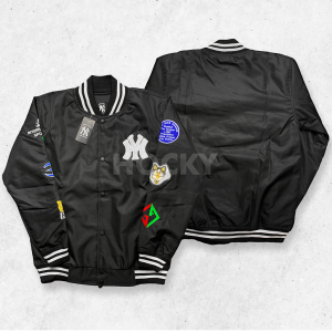 HOCKY Jaket Hitam Pria Wanita Varsity Baseball Parasut Full Bordir Premium Korean Style Terbaru