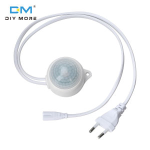 Diymore เซนเซอร์พัดลมพัดลมไฟฟ้าไอเสีย AC 220V พร้อมปลั๊กไฟ LED สวิตช์เหนี่ยวนำร่างกายมนุษย์อินฟราเรดอัจฉริยะ