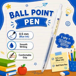 [10 PENS] 📚 Ball Point Pen 0.5mm Fine Point  Black/Blue/Red Ink  Retractable Pen  Smooth Ink Flow  Stationery