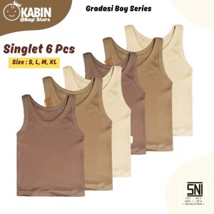 6 Pcs Singlet Anak Bayi Baby Newborn Kaos Dalam Anak Bayi Singlet Warna Gradasi Hijau SNI