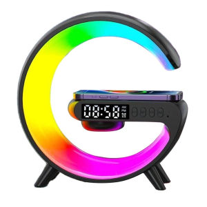 15W LED Atmosphere Light Wireless Charger Bluetooth Speaker Table Lamp Over 10 Modes Light Color SeaSpark