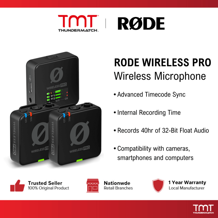 Rode Wireless PRO Compact Wireless Microphone System with Timecode, 32bit Float Onboard