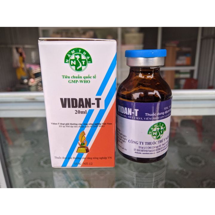 VIDAN T 20ml Năm Thái - Tai xanh, sưng phù đầu, phân trắng viêm phổi tiêu chảy lợn và gia súc