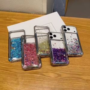 Luxury Glitter Liuid Sand Phone Case for iPhone 17 Pro Magnetic Bling Girls Electroplated Phone Cover for iPhone 17 16 15 14 13