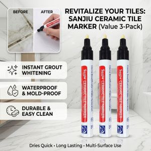 Tile Gap Pen Grout Pen Tile Repair Pen Waterproof White Filler Easy DIY Bathroom Kitchen Tile Line Touch Up Quick Dry Brighten Tile Gaps Home Improvement Restore Tile Appearance
