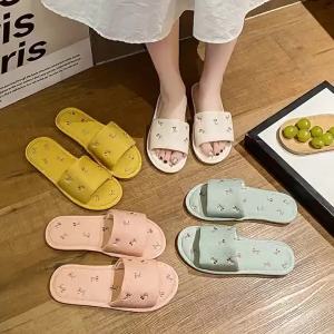 [Free Shipping] WomenS Indoor Cotton Slippers For All Seasons New Summer Style Flat Non-Slip Linen Slip-On Sandals For Women