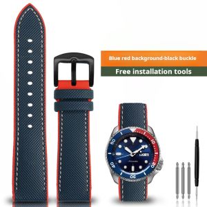 Blue Orange Nylon Rubber Watch Strap For Seiko NO 5 PROSPEX Omega Seamaster 300 watchband Citizen Breitling Silicone accessories2026