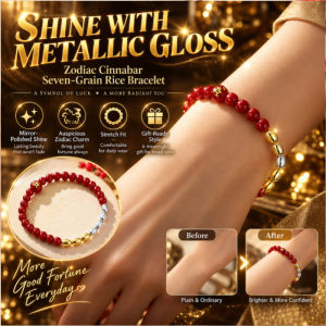 JMY Chinese Zodiac Cinnabar Bracelet Seven Grains Rice Lucky Charm Amulet Traditional Beaded Bracelet