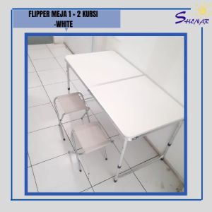FLIPPER Meja Lipat Koper (2 Kursi) Serbaguna KOKOH KUAT utk Camping Piknik DLL Indoor Outdoor Meja Makan Meja Kantor Meja Dapur Meja