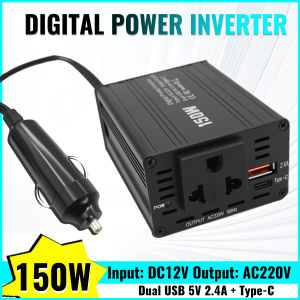 150W Car Inverter 12V to 220V Power Outlet for Cigarette Lighter Boost Converter Dual USB Car Charger