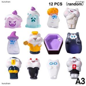 [COD] kunzhan 9-14pcs Halloween 3D Pumpkin Ghost Statue Castle Witch Miniature Figures Resin Desktop Decoration Party Ornaments Landscape